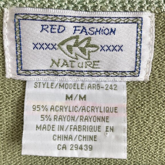 Vintage 90's T-Shirt Top Green White Beige Crochet Boho Grandma - Picture 7 of 8